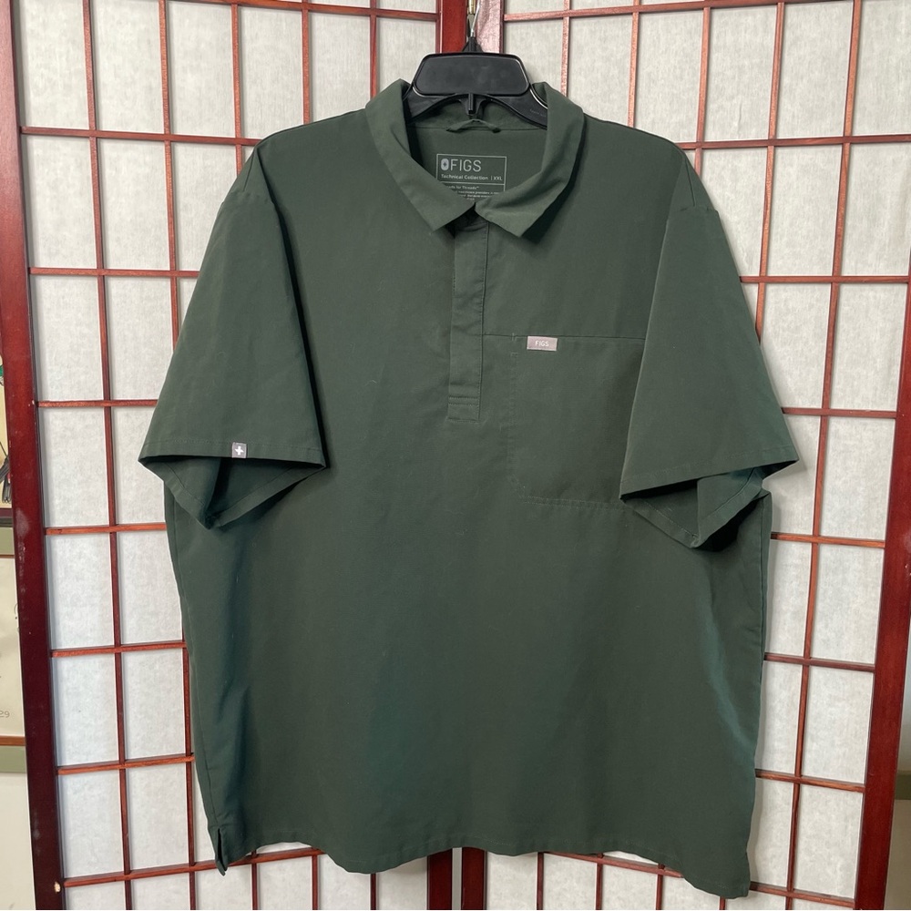 FIGS Technical Collection Polo Scrub Top Men's XXL Dark Green Healthcare Uniform